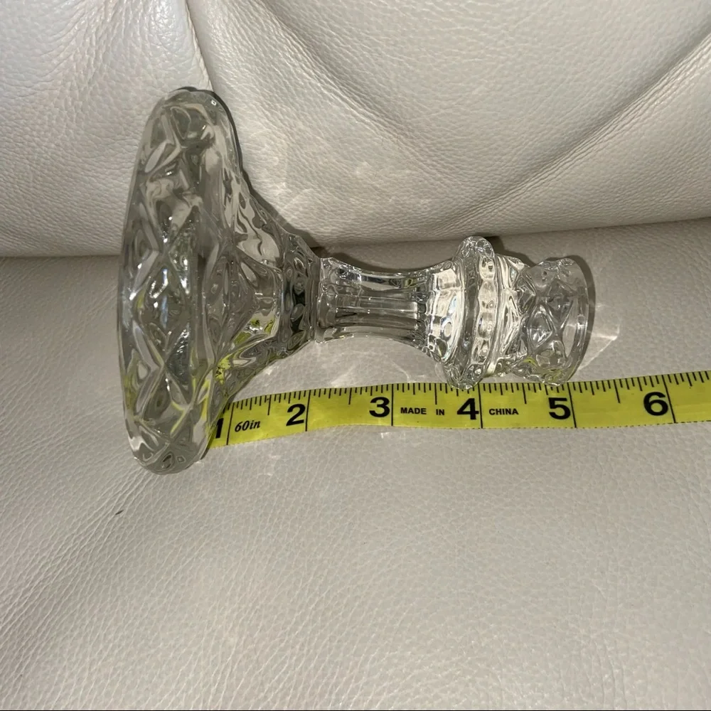 Vintage Crystal Pressed Glass Candlestick Holder